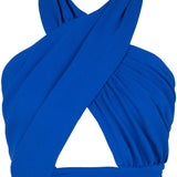 Balmain Cobalt Blue Halterneck Cropped Top