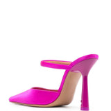 Off White Hot Pink Satin Mules