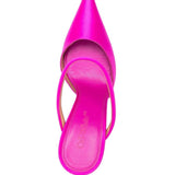 Off White Hot Pink Satin Mules