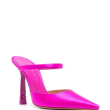 Off White Hot Pink Satin Mules