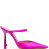 Off White Hot Pink Satin Mules