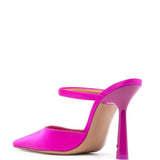 Off White Hot Pink Satin Mules