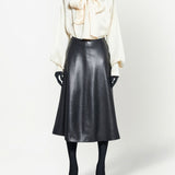 Balenciaga leather midi skirt