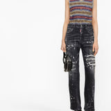 Dsquared2 Black Distressed Bootcut Jeans