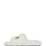 Balenciaga White Furry Slip-On Slides