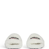Balenciaga White Furry Slip-On Slides
