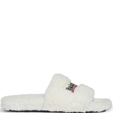 Balenciaga White Furry Slip-On Slides