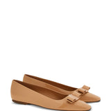 Ferragamo Beige Bow Detail Ballet Flats