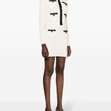Self Portrait Cream White WaffleSequinBeadDetail Skirt