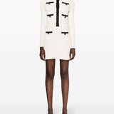 Self Portrait Cream White WaffleSequinBeadDetail Skirt
