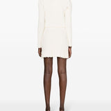 Self Portrait Cream White WaffleSequinBeadDetail Skirt
