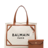 Balmain Beige Logo Print Tote Bag