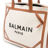 Balmain Beige Logo Print Tote Bag