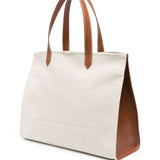 Balmain Beige Logo Print Tote Bag