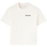 Palm Angels White Cropped Crewnecked Embroidered Tee