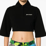 Palm Angels Black Cropped Polo Shirt