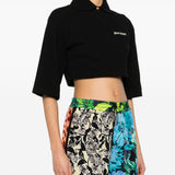 Palm Angels Black Cropped Polo Shirt