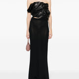 Rick Owens Black Strapless Draped Asymmetric Bustier