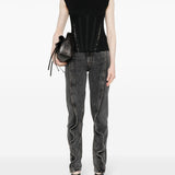 YPROJECT Black High-Waisted Tapered Jeans