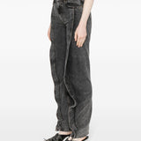 YPROJECT Black High-Waisted Tapered Jeans