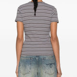 Filippa K Brown Striped T-Shirt Round Neck
