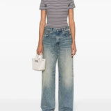 Filippa K Brown Striped T-Shirt Round Neck