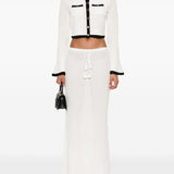 Self-Portrait Pointelle-knit cropped cardigan