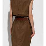 Saint Laurent Brown Belted Midi Dress