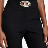 Diesel Black Flared Trousers with Logo Cutout