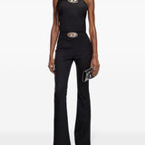 Diesel Black Flared Trousers with Logo Cutout
