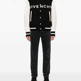 Givenchy Black Logo Print Varsity Jacket