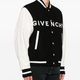 Givenchy Black Logo Print Varsity Jacket