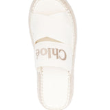Chloé Eggshell White Crossover Strap Espadrille Slides