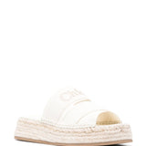 Chloé Eggshell White Crossover Strap Espadrille Slides