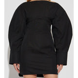 Jacquemus Black Yoke Layered Silhouette Belted Dress