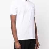 Emporio Armani Brilliant White Embroidered Polo Shirt