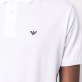 Emporio Armani Brilliant White Embroidered Polo Shirt