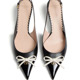 Valentino Black Pointed Toe Buckle Slingback Pumps