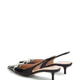 Valentino Black Pointed Toe Buckle Slingback Pumps