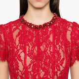 Self-Portrait Red Lace Midi Dress