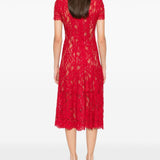 Self-Portrait Red Lace Midi Dress