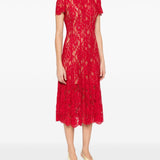 Self-Portrait Red Lace Midi Dress