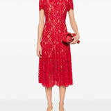 Self-Portrait Red Lace Midi Dress
