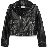 Golden Goose Black Leather Jacket LuxuriousCrystalShine