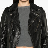 Golden Goose Black Leather Jacket LuxuriousCrystalShine