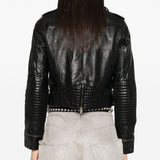 Golden Goose Black Leather Jacket LuxuriousCrystalShine