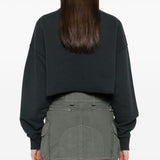 Golden Goose Cropped Cotton Sweatshirt with Crystals on the Front