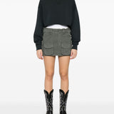 Golden Goose Cropped Cotton Sweatshirt with Crystals on the Front