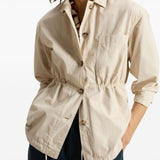 Woolrich Garment-Dyed Pure Cotton Overshirt beige