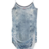 Diesel Tencel denim mini dress with fringes
